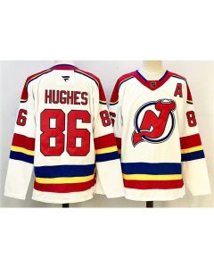 Youth New Jersey Devils #86 Jack Hughes White/Red 2024-25 With A Patch Stitched Hockey Jersey