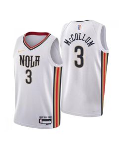 Youth New Orleans Pelicans #3 C.J. McCollum 2021/22 White City Edition 75th Anniversary Stitched Jersey