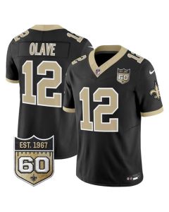 Youth New Orleans Saints #12 Chris Olave Black 2026 60th Anniversary Patch Vapor F.U.S.E Limited Jersey (Black)