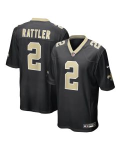 Youth New Orleans Saints #2 Spencer Rattler Black Game Jersey (Black)