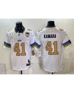 Youth New Orleans Saints #41 Alvin Kamara White 60th Anniversary Patch Vapor F.U.S.E. Limited Jersey (White)