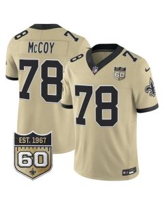 Youth New Orleans Saints #78 Erik McCoy Gold 2026 60th Anniversary Patch Vapor F.U.S.E Limited Jersey (Gold)