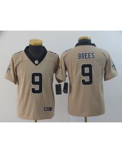 Youth New Orleans Saints #9 Drew Brees Gold Inverted Legend Stitched NFL Jersey