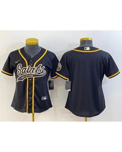 Youth New Orleans Saints Blank Black With Patch Cool Base Stitched Baseball Jersey