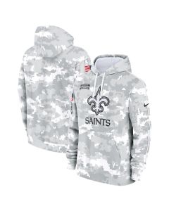 Youth New Orleans Saints White/Gray 2024 Salute To Service Pullover Hoodie (White Gray)