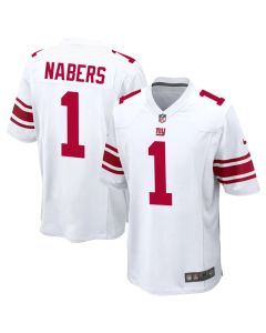 Youth New York Giants #1 Malik Nabers White Classic Game Jersey (White)