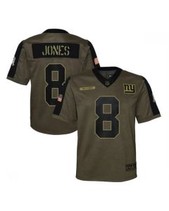 Youth New York Giants #8 Daniel Jones 2021 Olive Salute To Service Limited Stitched Jersey