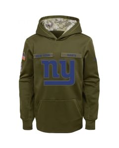 Youth New York Giants Olive Salute to Service Pullover Performance NFL Hoodie