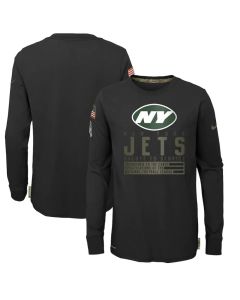 Youth New York Jets 2020 Black Salute To Service Sideline Performance Long Sleeve T-Shirt