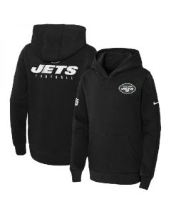 Youth New York Jets Black Sideline Club Fleece Pullover Hoodie
