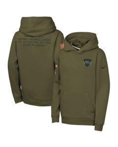 Youth New York Jets Olive 2025 Salute to Service Club Fleece Hoodie