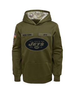 Youth New York Jets Olive Salute to Service Pullover Performance NFL Hoodie