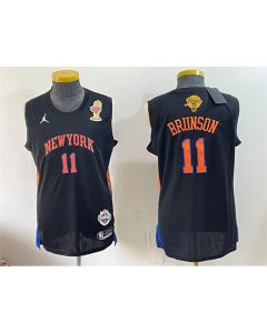Youth New York Knicks #11 Jalen Brunson Black 2026 Finals Champions Patch Statement Edition Jersey (Black)
