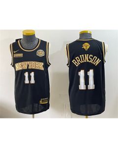 Youth New York Knicks #11 Jalen Brunson Black Gold 2026 Finals & Eastern Conference Champions Patch Jersey (Black Gold)