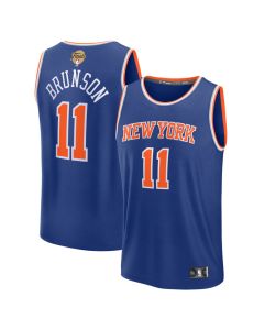 Youth New York Knicks #11 Jalen Brunson Blue 2026 NBA Finals Patch Fast Break Icon Edition Replica Jersey