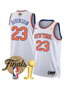 Youth New York Knicks #23 Mitchell Robinson White 2026 Finals Patch And Finals Champions Patch Association Edition Stitched Basketball Jersey