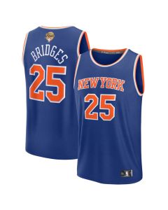 Youth New York Knicks #25 Mikal Bridges Blue 2026 NBA Finals Patch Fast Break Icon Edition Replica Jersey (Blue)