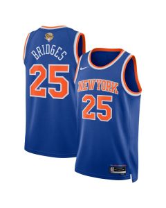 Youth New York Knicks #25 Mikal Bridges Nike Blue 2026 NBA Finals Patch Swingman Icon Edition Jersey (Blue)