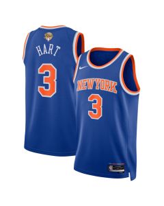 Youth New York Knicks #3 Josh Hart Blue 2026 NBA Finals Patch Swingman Icon Edition Jersey