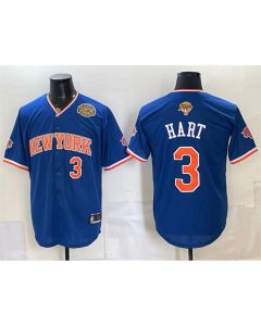 Youth New York Knicks #3 Josh Hart Royal 2026 Finals & Eastern Conference Champions Patch Stitched Baseball Jersey (Royal)