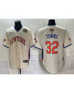 Youth New York Knicks #32 Karl-Anthony Towns Cream 2026 Finals & Eastern Conference Champions Patch Jersey