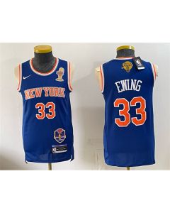 Youth New York Knicks #33 Patrick Ewing Blue 2026 Finals Champions Patch Jersey (Blue)