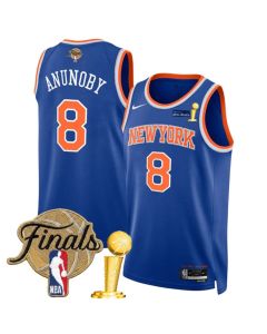 Youth New York Knicks #8 OG Anunoby Blue 2026 Finals Patch And Finals Champions Patch Icon Edition Stitched Basketball Jersey