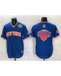 Youth New York Knicks Team Big Logo Royal 2026 Finals & Eastern Conference Champions Patch Stitched Baseball Jersey