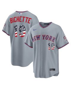 Youth New York Mets #19 Bo Bichette Nike Gray USA 250 Fourth of July Road Stadium Jersey (Gray)
