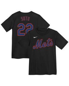 Youth New York Mets #22 Juan Soto Black Name & Number T-Shirt