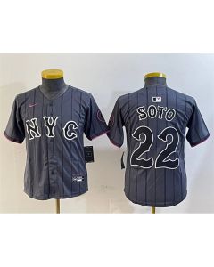 Youth New York Mets #22 Juan Soto Graphite 2024 City Connect Limited Stitched Baseball Jersey (City Connect)