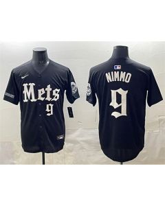 Youth New York Mets #9 Brandon Nimmo Black "Gotham Gothic Edition" Vapor Premier Limited Stitched Baseball Jersey
