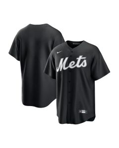 Youth New York Mets Blank Black Lights Out Replica Jersey (Black)