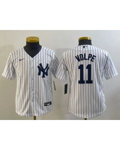Youth New York Yankees #11 Anthony Volpe White Cool Base Stitched Baseball Jersey