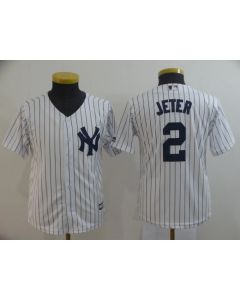 Youth New York Yankees #2 Derek Jeter 2019 White Cool Base Stitched MLB Jersey