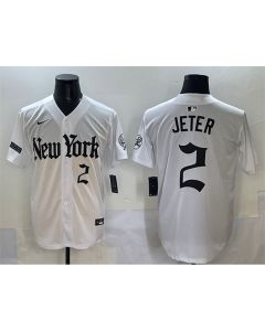 Youth New York Yankees #2 Derek Jeter White "Gothic Legacy Edition" Vapor Premier Limited Stitched Baseball Jersey (White)