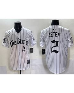 Youth New York Yankees #2 Derek Jeter White Pinstripe "Gothic Legacy Edition" Vapor Premier Limited Stitched Baseball Jersey