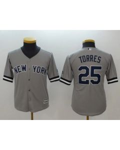 Youth New York Yankees #25 Gleyber Torres Gray Cool Base Replica Player MLB Jersey