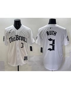 Youth New York Yankees #3 Babe Ruth White "Gothic Legacy Edition" Vapor Premier Limited Stitched Baseball Jersey (White)