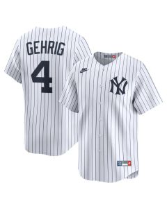 Youth New York Yankees #4 Lou Gehrig Nike White Throwback Cooperstown Collection Limited Jersey (White)