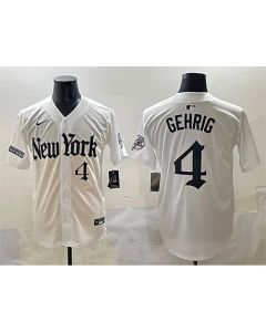 Youth New York Yankees #4 Lou Gehrig White "Gothic Legacy Edition" Vapor Premier Limited Stitched Baseball Jersey