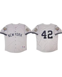 Youth New York Yankees #42 Mariano Rivera Gray 2009 World Series Road Stitched Baseball Jersey (Gray)