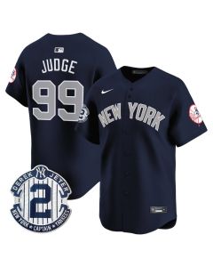 Youth New York Yankees #99 Aaron Judge Navy Throwback Derek Jeter Patch Vapor Premier Limited Jersey