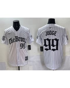 Youth New York Yankees #99 Aaron Judge White Pinstripe "Gothic Legacy Edition" Vapor Premier Limited Stitched Baseball Jersey
