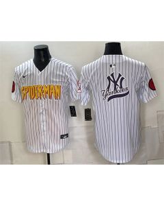Youth New York Yankees X Spider-Man Team Big Logo White Limited Stitched Baseball Jersey (Style 6)