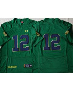 Youth Notre Dame Fighting Irish #12 Ian Book Green Stitched Jersey (Green)