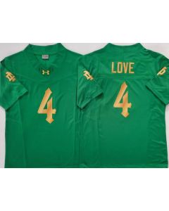 Youth Notre Dame Fighting Irish #4 Jeremiyah Love Green Stitched Jersey (Style 3)