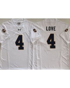 Youth Notre Dame Fighting Irish #4 Jeremiyah Love White Stitched Jersey (White)