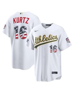 Youth Oakland Athletics #16 Nick Kurtz Nike White 2026 All-Star Edition Stars & Stripes Stadium Jersey (White)
