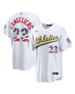 Youth Oakland Athletics #23 Shea Langeliers Nike White 2026 All-Star Edition Stars & Stripes Stadium Jersey